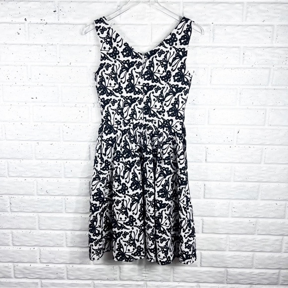 BETSY JOHNSON Black & White Embellished Butterfly Print midi Dress | flare skirt - Picture 1 of 9